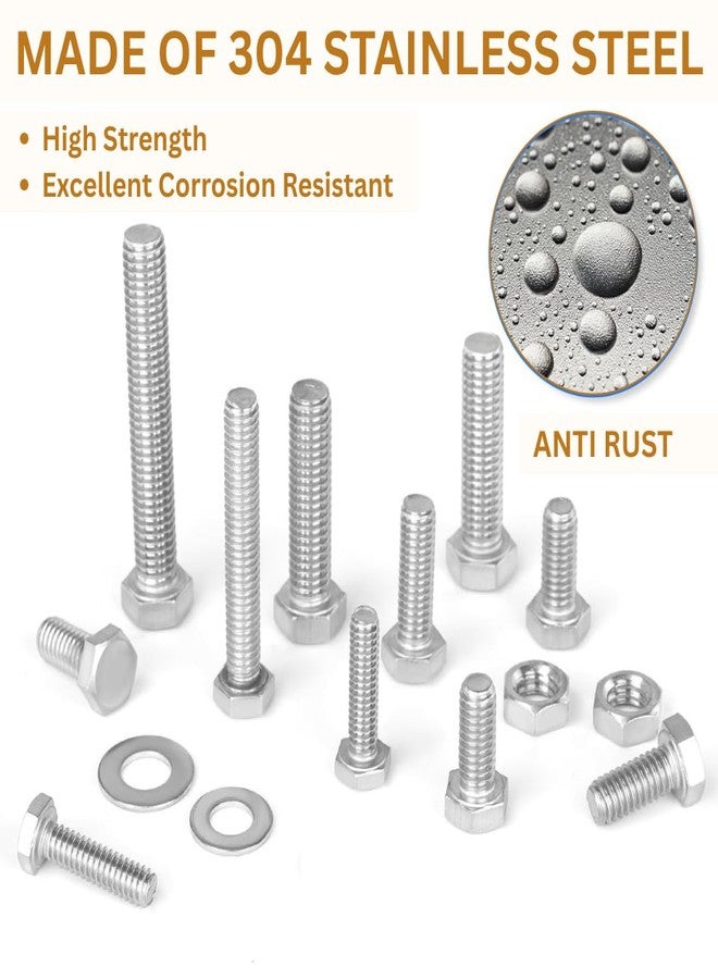 GENERASIS Hex Nut and Bolt Set (Metric Size M5 & M6 | 304 Stainless Steel Hex Bolts, Nuts & Washers Assortment Kit with Storage Box (280 Pieces Large Kit)) - Image 2